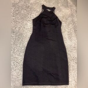 Lulus Black Bodycon Mini Dress with Lace Detailing Womens Size Small